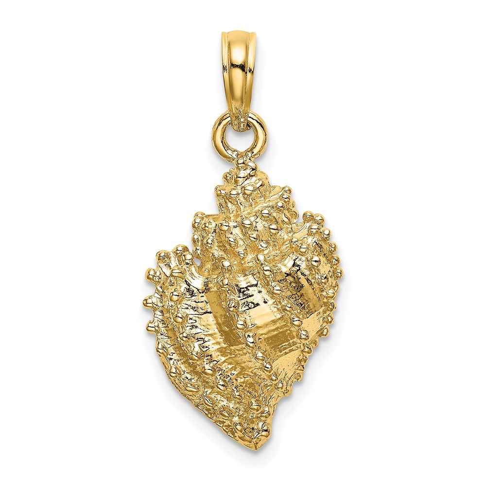 14k Yellow Gold Textured Conch Shell Necklace Charm Pendant